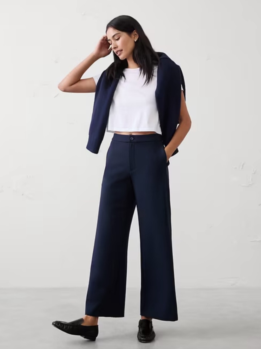 Classic Straight-Leg Pants - Dark Blue